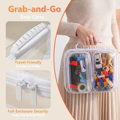 Travel Essentials for Toiletries,Clear Hard Shell Zipper Case (Handle L+4S) - size: Handle L+4S