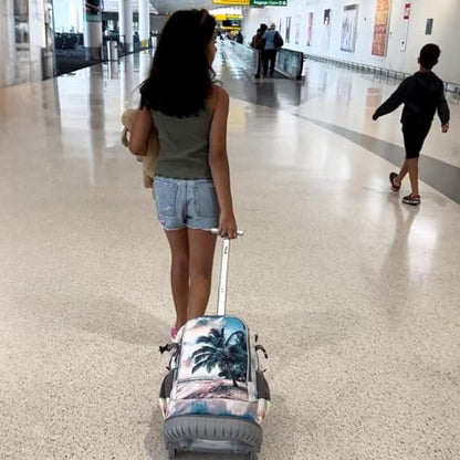 Tilami Rolling Backpack 19 inch Wheeled Cute LAPTOP Boys Girls Travel School Student Trip (Seaside) - color: Seaside