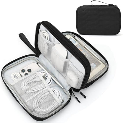 FYY Electronic Organizer, Travel Tech Pouch Bag, Large, Black Quilted - color: Black Quilted, size: 9.1 x 5.9 x 3.15 inches