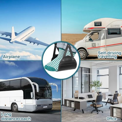 Airplane Travel Footrest, with Adjustable Straps, Black Color, Memory Foam Material, a Travel Accessory for Relaxing Your Feet