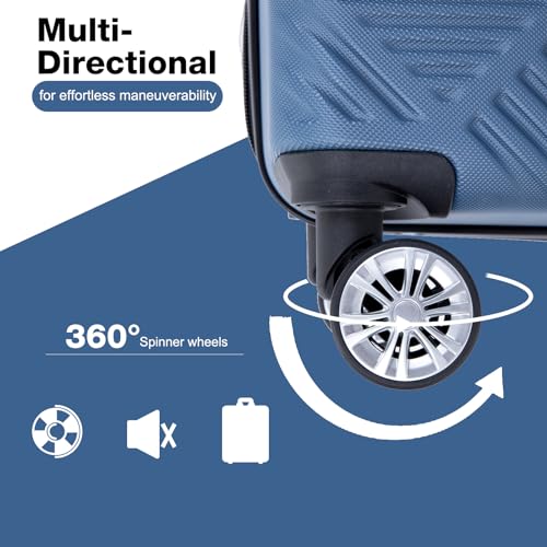 Tripcomp Carry-on Luggage Set 2 Piece Hardside Suitcase With Spinner Wheels - color: Blue-2, size: 2 Piece Set(14/20)