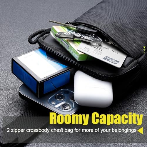 USHAKE Mini Sling Bag Crossbody, Small Chest Shoulder Bag Men Women - color: Grey Green