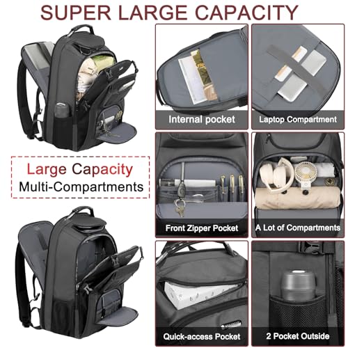 TSA Friendly Travel Laptop Backpack 18.4 inch XXXL Gaming Backpack Water-Repellent College Daypack Business Backpack with RFID Pockets for Men - color: Grey