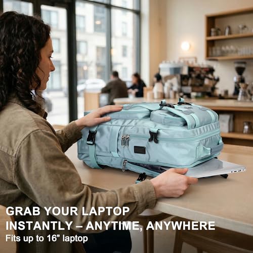 PIJUSHI Travel Backpack Carry On Backpack for Airplanes 35L Fits 16" Laptop - color: Teal Blue