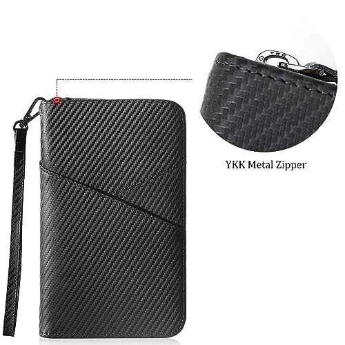Polare Leather Passport Holder Travel Document Organizer Ticket Holder Case - color: Carbon Black
