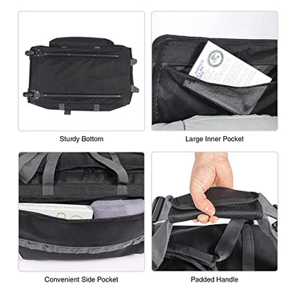 REDCAMP 85L/120L/140L Foldable Duffle Bag with Wheels, Large Travel Duffel Bag - color: 140L Black and Grey with Sturdy Bottom