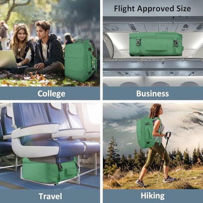 Taygeer Travel Backpack for Women, TSA Carry On Backpack with Shoe Pouch - color: Peridotgreen, size: Large