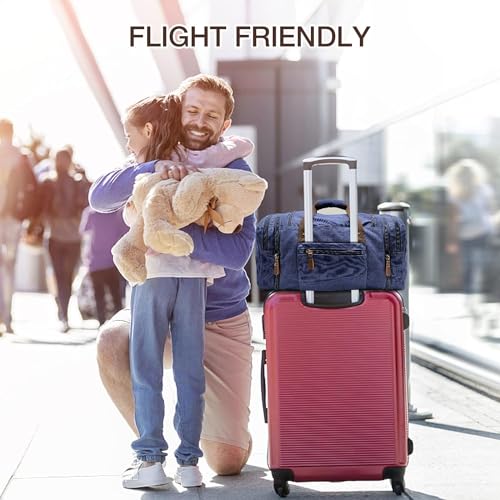 Wildroad Canvas Duffle Bag - 60L Expandable Weekender Overnight Travel Bag - color: Blue, size: X Large-60L Duffle Bag