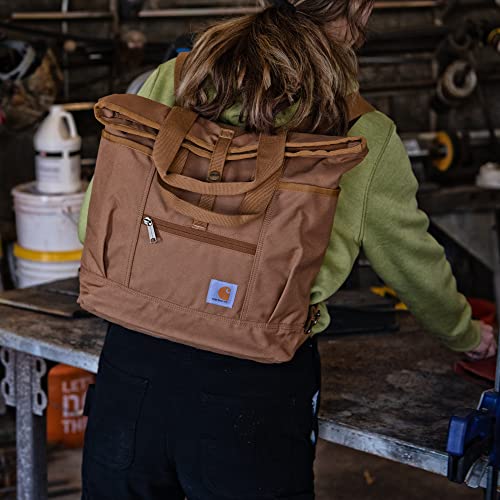 Carhartt Convertible Backpack Tote, Durable Tote Bag with Adjustable Backpack Straps and Laptop Sleeve, Wine - color: Wine