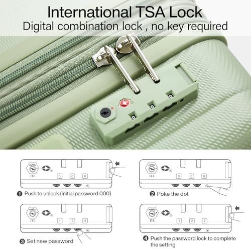 Hanke 20 Inch Expandable Carry on Luggage 22x14x9 Airline Approved - color: Bamboo Green, size: 20 Inch EXT