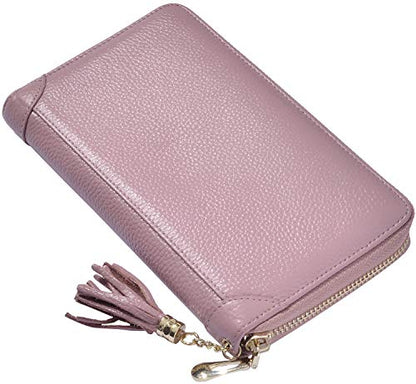 Easyoulife Credit Card Holder Wallet Womens Zipper Leather Case Purse RFID Blocking - color: Bean Pink