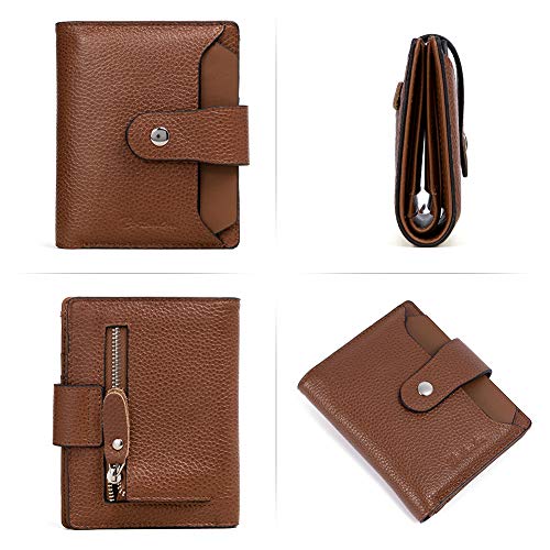 BOSTANTEN Leather Womens Wallet Small RFID Blocking Credit Card Holder - color: 2-brown pebble