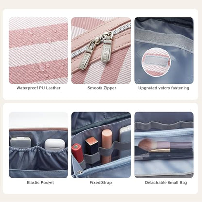 BOYATU Travel Makeup Bag Cosmetic Bags for Women: 3-Piece Makeup Bag Set - color: B-1-Pink