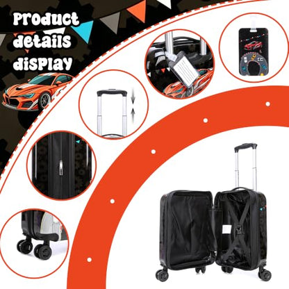 Kid's Luggage Set 4 Piece Suitcase Set Hardside Luggage with Spinner Wheels Boys Carry on Toddler Travel Rolling Suitcase with Hard Shell Airline Approved - color: Black Car