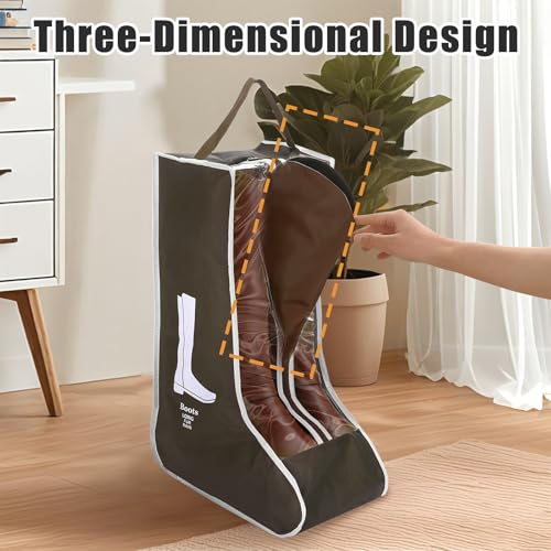 2 Pack Boot Storage Bag, Portable Dust Proof Boot Bags for Cowboy Boots - color: 2 Pack Brown