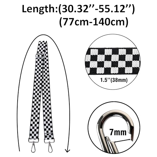 Purse Strap Replacement for Crossbody Bags & Handbags - color: Black White Checkered, size: 1-1/2 Inch Wide