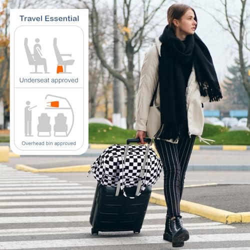 TOPDesign Travel Duffel Bag, Puffy Carry On Overnight, Gym Bag w/Wet Pocket - color: Checkerboard