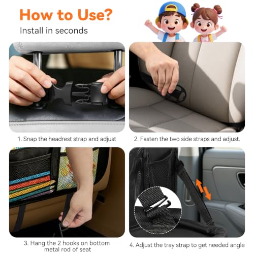 Backseat Car Organizer with Foldable Table & Touch Screen Tablet Holder - color: A-2Pack