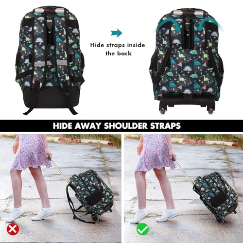 Tilami Rolling Backpack for Boys and Girls,Dinosaurs - color: Dinosaurs