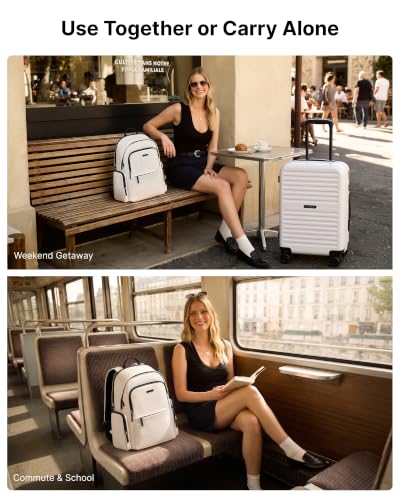 LONG VACATION Luggage Sets, 3 Piece, 20 Inch Carry On Hardshell Suitcase - color: White, size: 3 Piece Set (20in/BP/TB)