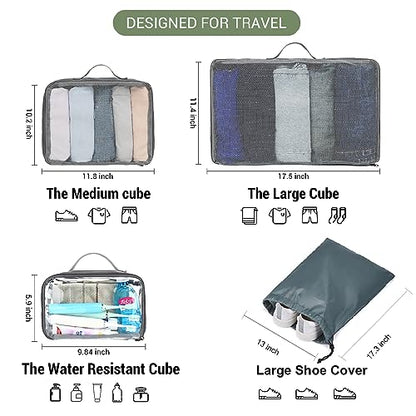 MOLNIA Large Travel Backpack for Men Women,Waterproof Carry On Backpack,Laptop Backpack for College Travel Daily Work - color: Olive Green With Packing Cubes