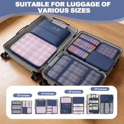 8 Set Packing Cubes for Travel-Navy Blue - color: Navy Blue
