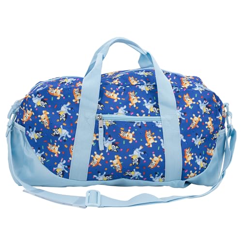 Bluey Duffle Bag, 16” Travel Sleepover Bag for Girls & Boys, Kids Weekender Bag, Blue - color: Bluey
