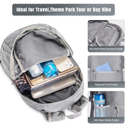 ZOMAKE Lightweight Packable Backpack, Foldable Small Travel Day Pack - color: C-silver Gray
