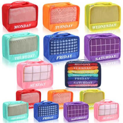 15 Pcs Day of Week Packing Cubes Travel Kids, 9x7x3inch, Rainbow - color: Rainbow, size: 9x7x3inch