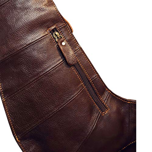 Leather Sling Bag Crossbody Backpack for Men Women Travel Outdoor Camping - color: #01coffee