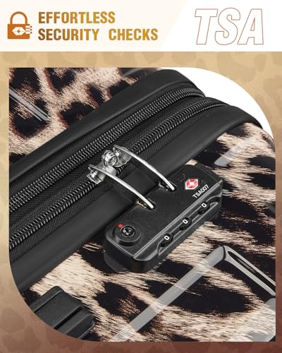 Carry on Luggage, Expandable 20 Inch Hard Shell Suitcase with Spinner Wheels TSA Lock, Lightweight Travel Carry on Suitcases - color: Cheetah, size: 20inch