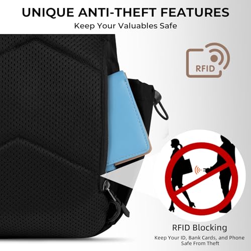 Crossbody Sling Bag, RFID Travel Hiking Sling Backpack, Compact EDC Bag - color: Black