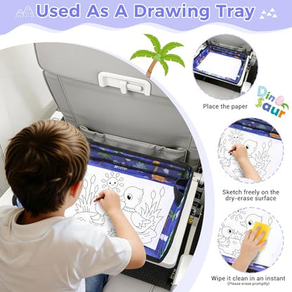 COOLBEBE Airplane Tray Table Cover, Foldable Travel Tray Cover - color: Blue Dinosaur