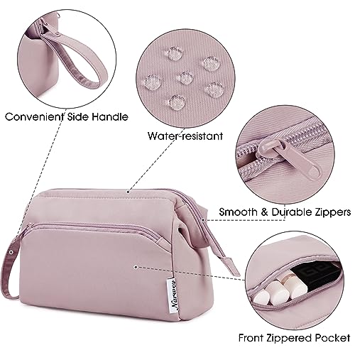 Narwey Travel Makeup Bag Toiletry Bag, Wide Open Cosmetic Bag for Women - color: A-Dusty Rose, size: Small