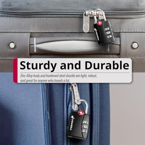 Fosmon TSA Approved Luggage Locks, 3 Digit Combination Padlock, 1 Pack - color: 3 Digit Black 1 Pack