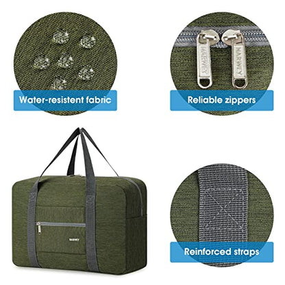 Narway Personal Item Travel Bag, Foldable Carry on Duffle Bag for Women Men - color: AA-Thick Army Green