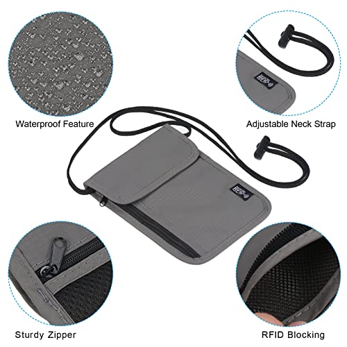 PATIKIL Neck Wallet, Passport Holder Neck Pouch RFID Blocking Waterproof Neck Travel Wallet for Women & Men, Gray - color: Gray