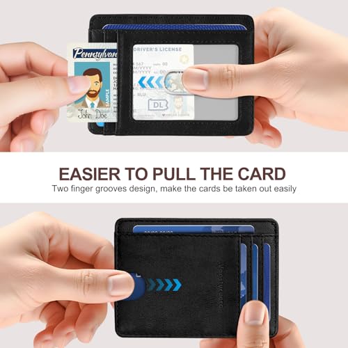 Front Pocket Thin Wallet for Men Women RFID Blocking Credit Card Holder Card Cases Slim Minimalist Wallet with Gift Box (Alaska Black) - color: Alaska Black