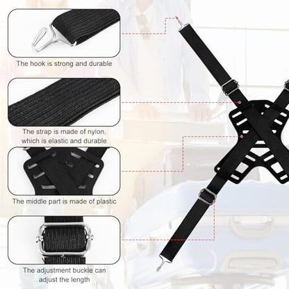 Elastic Bungee Strap, 4-Way Flat Bungee Cord with Hooks Adjustable Tie Down Bungee Cords Luggage Bungee Strap Bike Rack Bungee for Securing Luggage Items