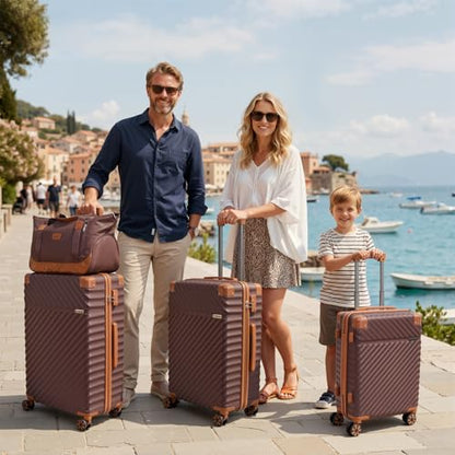 Cosbarn Luggage Sets 5 Pcs Suitcases with Wheels, 20"/24"/28",Burgundy - color: Burgundy, size: 5 Piece Sets (20/24/28/Db/Tb)
