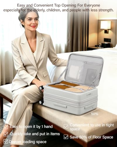 Hanke Top Opening 28" Large Luggage Expandable Hard Shell Smoke White - color: Smoke White, size: 28 Inch EXT