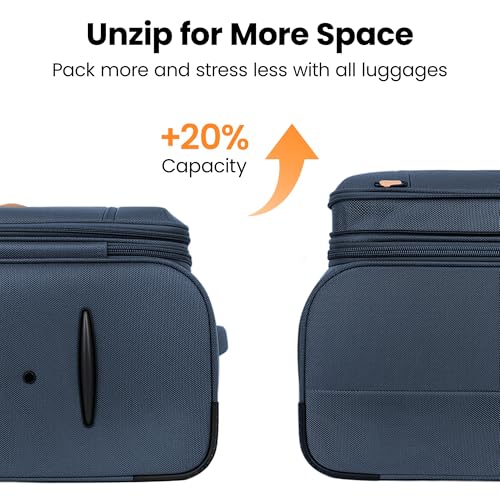 20" Carry-On Luggage,Suitcase w/TSA LOCK,Expandable 20% - color: Navy, size: Carry-On 20-Inch