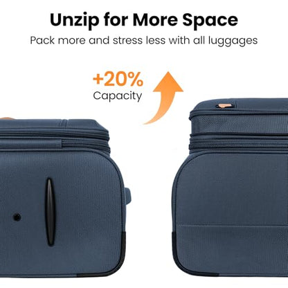 20" Carry-On Luggage,Suitcase w/TSA LOCK,Expandable 20% - color: Navy, size: Carry-On 20-Inch