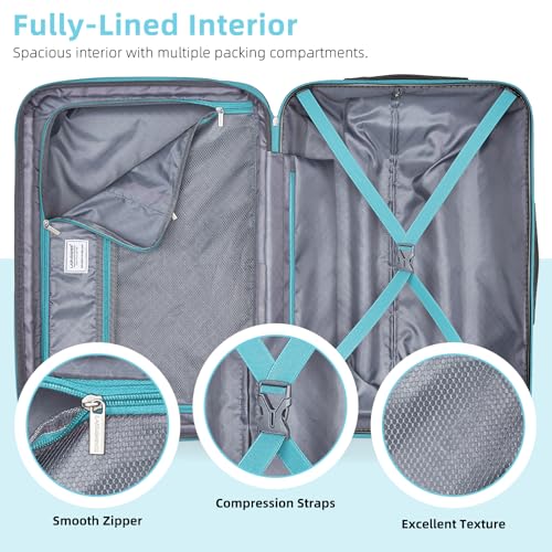 LARVENDER Carry on Luggage Sets 3 Piece, 20 Inch Suitcases, Cotton Candy - color: Cotton Candy-20BP, size: 3 Piece Set (Backpack/TB/20)