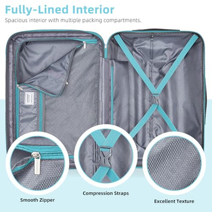 LARVENDER Carry on Luggage Sets 3 Piece, 20 Inch Suitcases, Cotton Candy - color: Cotton Candy-20BP, size: 3 Piece Set (Backpack/TB/20)