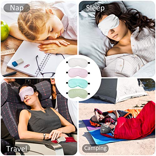 BBTO 4 Pack Silk Sleep Eye Mask, Light Green, Emerald, Silver, Light Pink - color: Light Green, Emerald, Silver, Light Pink