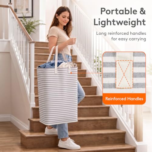Lifewit 80L Large Laundry Baskets, Laundry Hampers Bags, 2 Pack, Grey - color: Grey, size: 80L