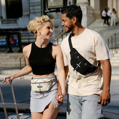 2LFanny Pack for Women Men, Anti‑theft Waist Bag with RFID Blocking - color: Off-white