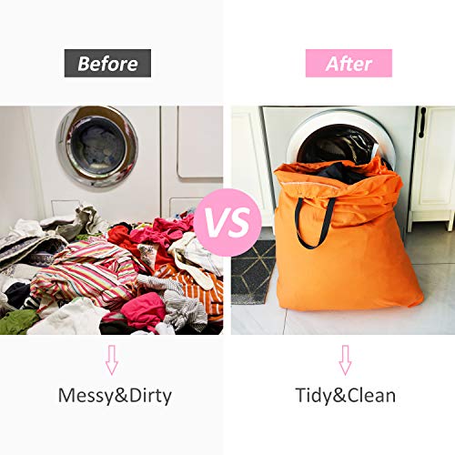SWISSELITE Heavy Duty Laundry Bag, Large Travel Dirty Clothes Bag - color: Orange