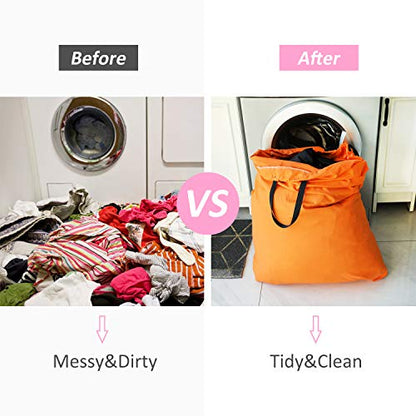 SWISSELITE Heavy Duty Laundry Bag, Large Travel Dirty Clothes Bag - color: Orange